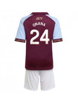 Billige Aston Villa Amadou Onana #24 Hjemmedraktsett Barn 2025-26 Kortermet (+ Korte bukser)
